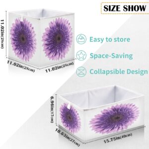 visesunny Closet Baskets Violet-pink Gerbera Flower Storage Bins Fabric Baskets for Organizing Shelves Foldable Storage Cube Bins for Clothes, Toys, Baby Toiletry, Office Supply