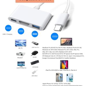 USB-C Digital AV Multiport Adapter, Apple MFi Certified Digital AV Dongle with HDMI 4K@60Hz & USB-A 3.0 & 100W Charge for iPhone 15, MacBook Pro Air M1 M2 M3, iPad Pro, iMac, Samsung S24 and More