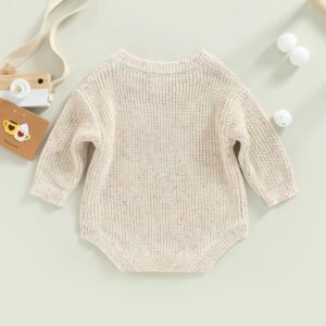 FYBITBO Baby Girl Boy Sweater Knit Oversized Pullover Sweatshirt Romper Onesie Warm Fall Winter Clothes Outfit Newborn (A Color Dots Cream,0-3 Months)