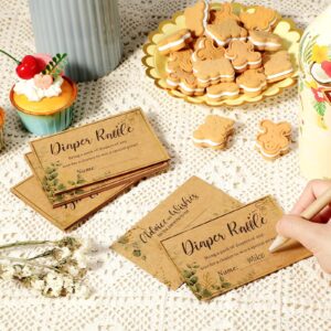 Teling 51 Pcs Greenery Diaper Raffle Tickets with Kraft Card Sign Box Diaper Raffle Insert Invitations Cards Baby Shower Party Game Decorations Table Centerpiece Bring a Pack of Diaper to Win