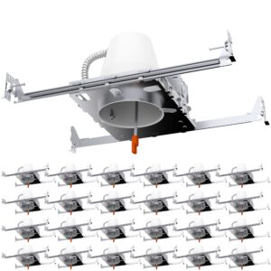 sunco 24 pack 4 inch recessed lighting housing can light new construction air tight steel ceiling can 120-277v hard wired tp24 connector easy install ic rated, ul listed