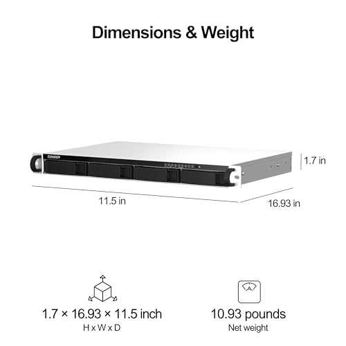 QNAP TS-464eU-8G-US 4 Bay High-Speed 1U Short Depth Rackmount NAS with Dual-2.5GbE, Intel Celeron CPU, 8GB DDR4 Memory and 2.5GbE (2.5G/1G/100M) Network Connectivity (Diskless)