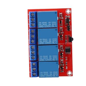 4 Channel Relay Module Receiver Set, Service Life 4 Channel Relay Module Kit Labor Saving PCB ABS with Internal Battery for Circuit (12V)