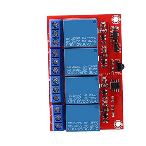 4 Channel Relay Module Receiver Set, Service Life 4 Channel Relay Module Kit Labor Saving PCB ABS with Internal Battery for Circuit (12V)