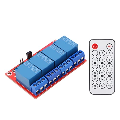 4 Channel Relay Module Receiver Set, Service Life 4 Channel Relay Module Kit Labor Saving PCB ABS with Internal Battery for Circuit (12V)