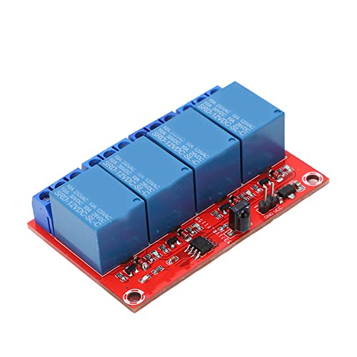 4 Channel Relay Module Receiver Set, Service Life 4 Channel Relay Module Kit Labor Saving PCB ABS with Internal Battery for Circuit (12V)