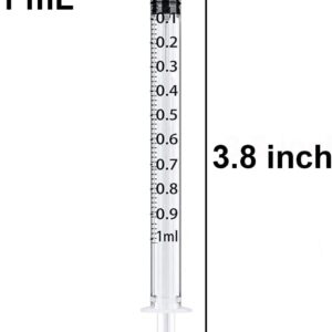 50 Pcs 1ml 1cc Syringe No Needle Plastic Syringe Individually Sealed for Pets Oral, Refilling, Oil or Glue Applicator, Measuring or Transfering Tiny Amount of Liquids, Without Cap