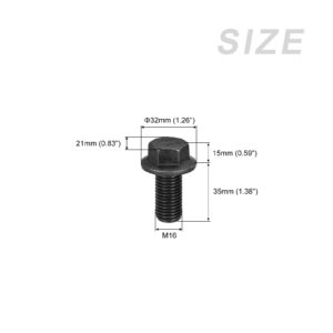 METALLIXITY Flanged Hex Head Bolts (M16x35mm) 1pcs, Hexagon Serrated Flange Bolt Fully Thread Screw - for House Construction Hardware Fasteners