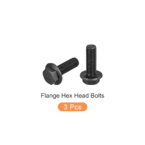 METALLIXITY Flanged Hex Head Bolts (M12x35mm) 3pcs, Hexagon Serrated Flange Bolt Fully Thread Screw - for House Construction Hardware Fasteners