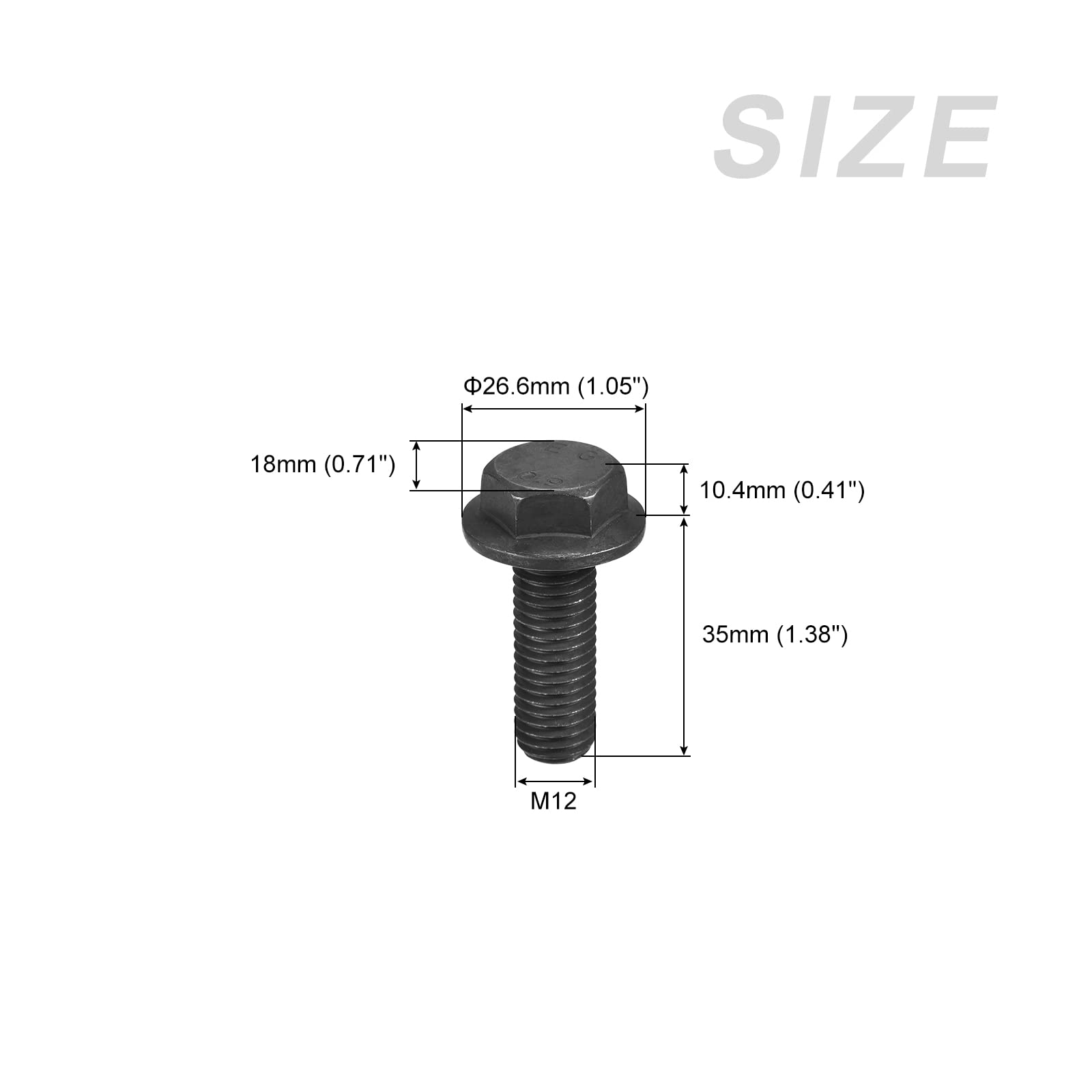 METALLIXITY Flanged Hex Head Bolts (M12x35mm) 6pcs, Hexagon Bolt Fully Thread Screw - for House Construction Hardware Fasteners