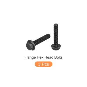 METALLIXITY Flanged Hex Head Bolts (M12x60mm) 3pcs, Hexagon Serrated Flange Bolt Fully Thread Screw - for House Construction Hardware Fasteners