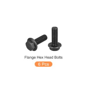 METALLIXITY Flanged Hex Head Bolts (M12x35mm) 6pcs, Hexagon Serrated Flange Bolt Fully Thread Screw - for House Construction Hardware Fasteners