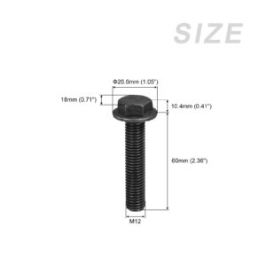 METALLIXITY Flanged Hex Head Bolts (M12x60mm) 3pcs, Hexagon Serrated Flange Bolt Fully Thread Screw - for House Construction Hardware Fasteners