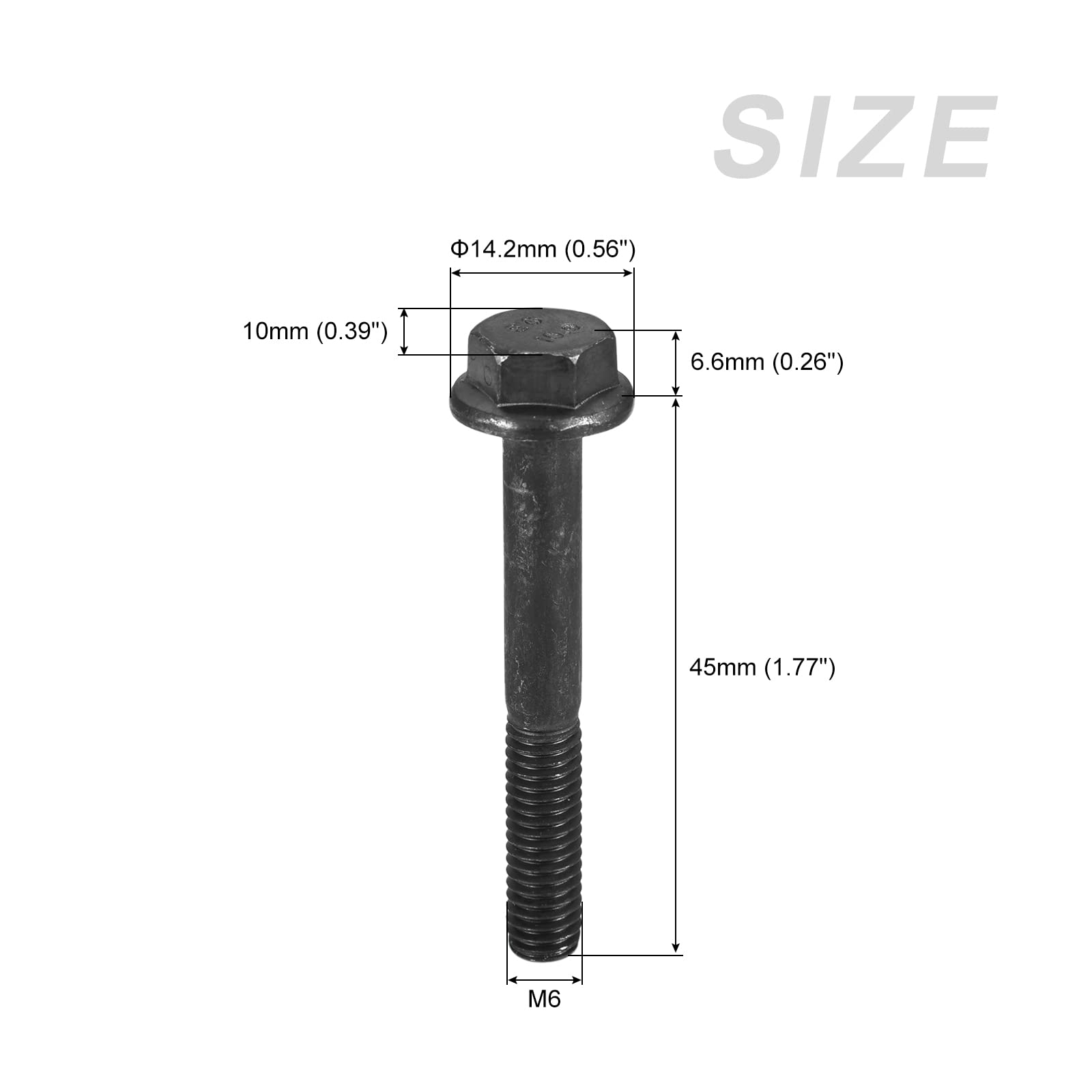 METALLIXITY Flanged Hex Head Bolts (M6x45mm) 5pcs, Hexagon Flange Bolt Half Thread Screw - for House Construction Hardware Fasteners