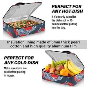 NFMILI Casserole Carrier for Hot and Cold Koi Sun Print, Insulated Food Delivery Bag Reusable Warmer Carrier Bag with Inner Pocket Aesthetic Print 15.75×11.81×3.94 inch