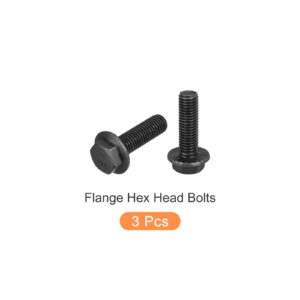 METALLIXITY Flanged Hex Head Bolts (M12x40mm) 3pcs, Hexagon Serrated Flange Bolt Fully Thread Screw - for House Construction Hardware Fasteners