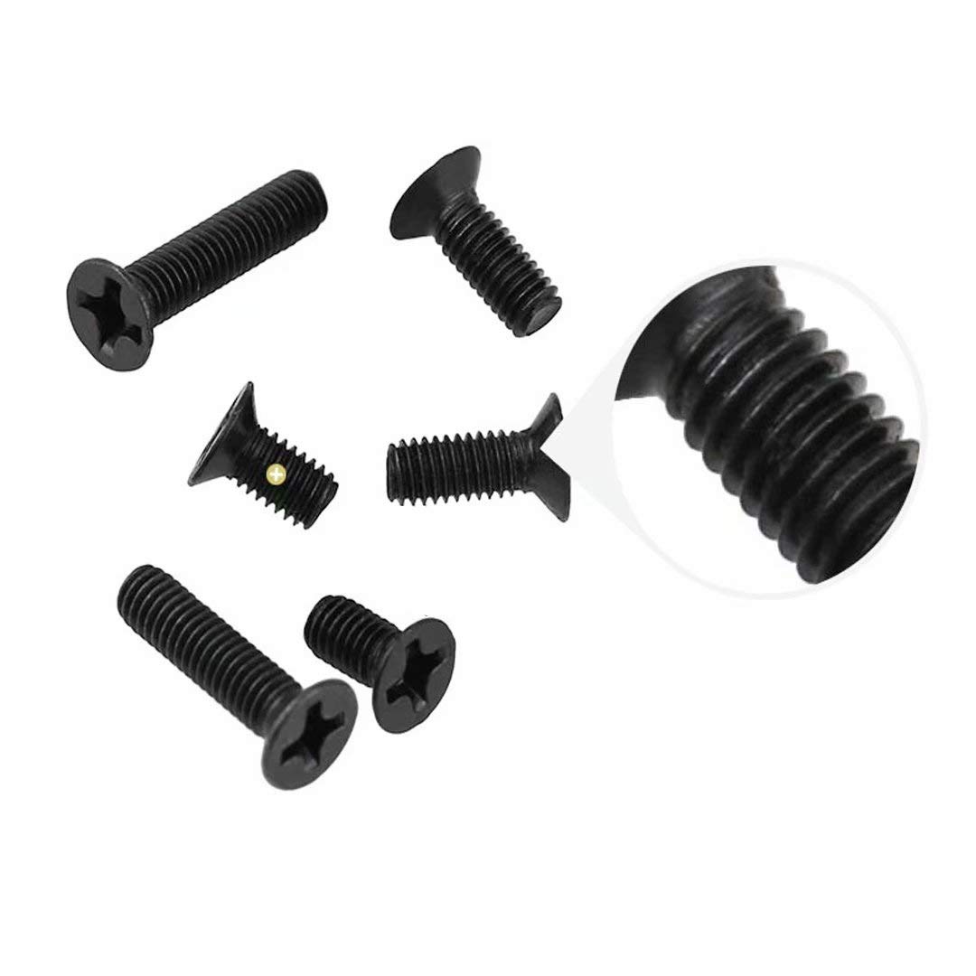 Black Carbon Steel Wood Screws, Electronic Screws Phillips Flat Head Micro Screws for Glasses Laptop Notebook Computer Bolt M2 M2.5 M3 (M3*4mm，200 pcs)