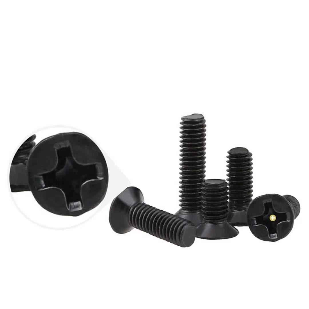 Black Carbon Steel Wood Screws, Electronic Screws Phillips Flat Head Micro Screws for Glasses Laptop Notebook Computer Bolt M2 M2.5 M3 (M3*4mm，200 pcs)