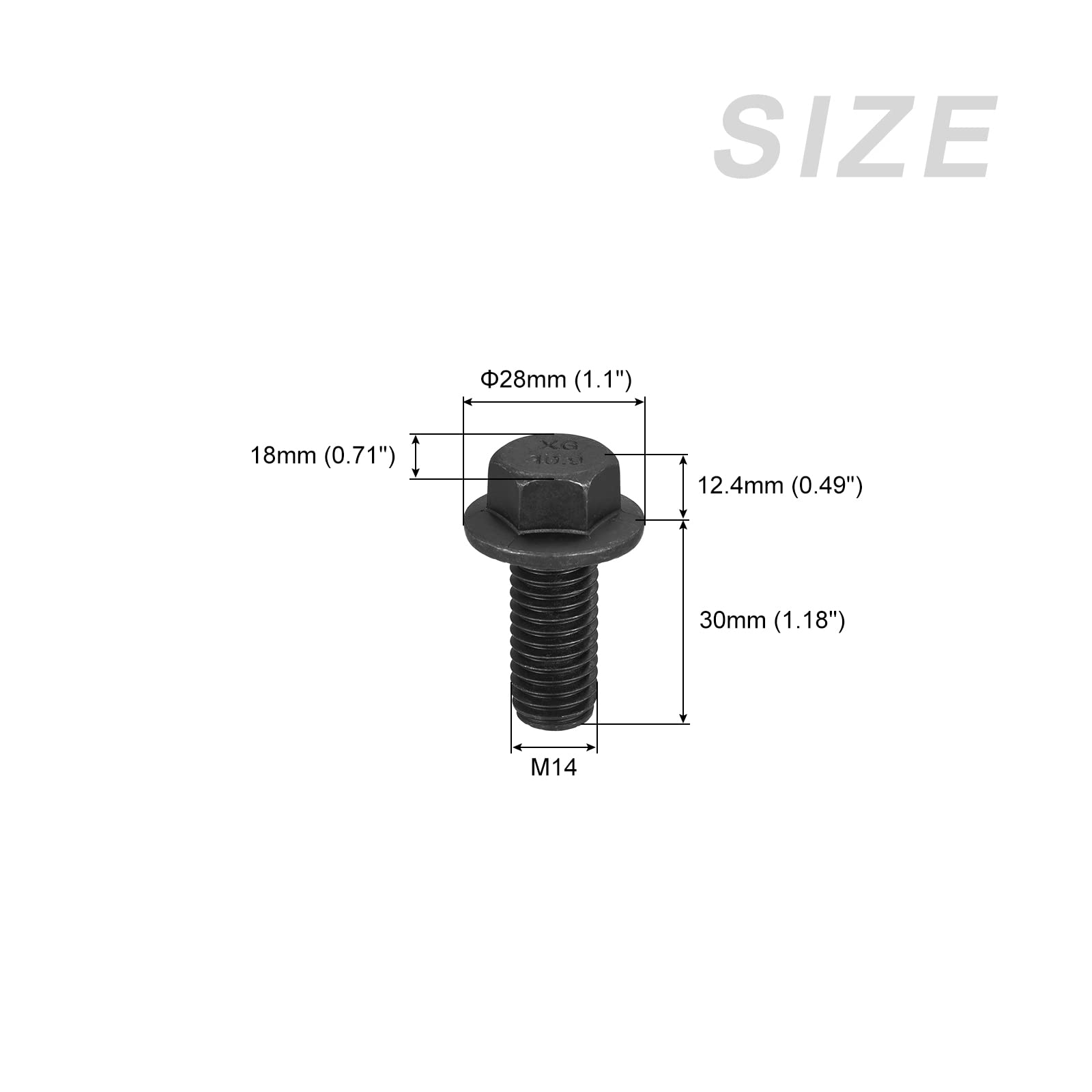 METALLIXITY Flanged Hex Head Bolts (M14x30mm) 6pcs, Hexagon Serrated Flange Bolt Fully Thread Screw - for House Construction Hardware Fasteners