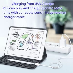 Design for Apple Pencil Charger,Apple Pencil Adapter 1FT, iPencil Pen First Gen Charging Cable Compatible with Apple Pencil 1st Generation,USB A Male to Lightning Female (Off White)