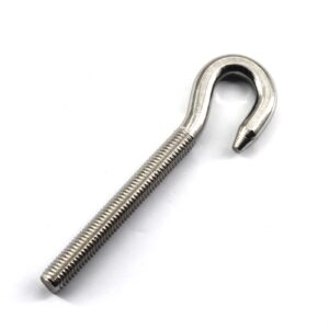 6Pcs Stainless Steel M10 Eye Bolt Long Shank Threaded Rod Round Hook Eyelet Bolt Screw