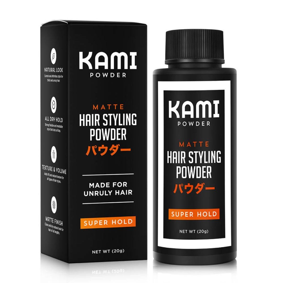 Kami Hair Texture Powder for Men - Strong Hold & Volume Powder - Texturizing Hair Powder for Men’s Styling, Matte Finish, All-Day Hold for Thick Hair