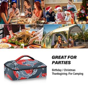 NFMILI Casserole Carrier for Hot and Cold Koi Sun Print, Insulated Food Delivery Bag Reusable Warmer Carrier Bag with Inner Pocket Aesthetic Print 15.75×11.81×3.94 inch