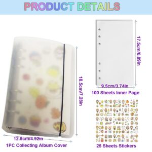 Sticker Collecting Album 100 Sheets Blank Reusable Sticker Book Collecting Album Sticker Album for Collecting Stickers, Labels, Sticker Book Collection Accessories with 25 Sheets Stickers and Spatula