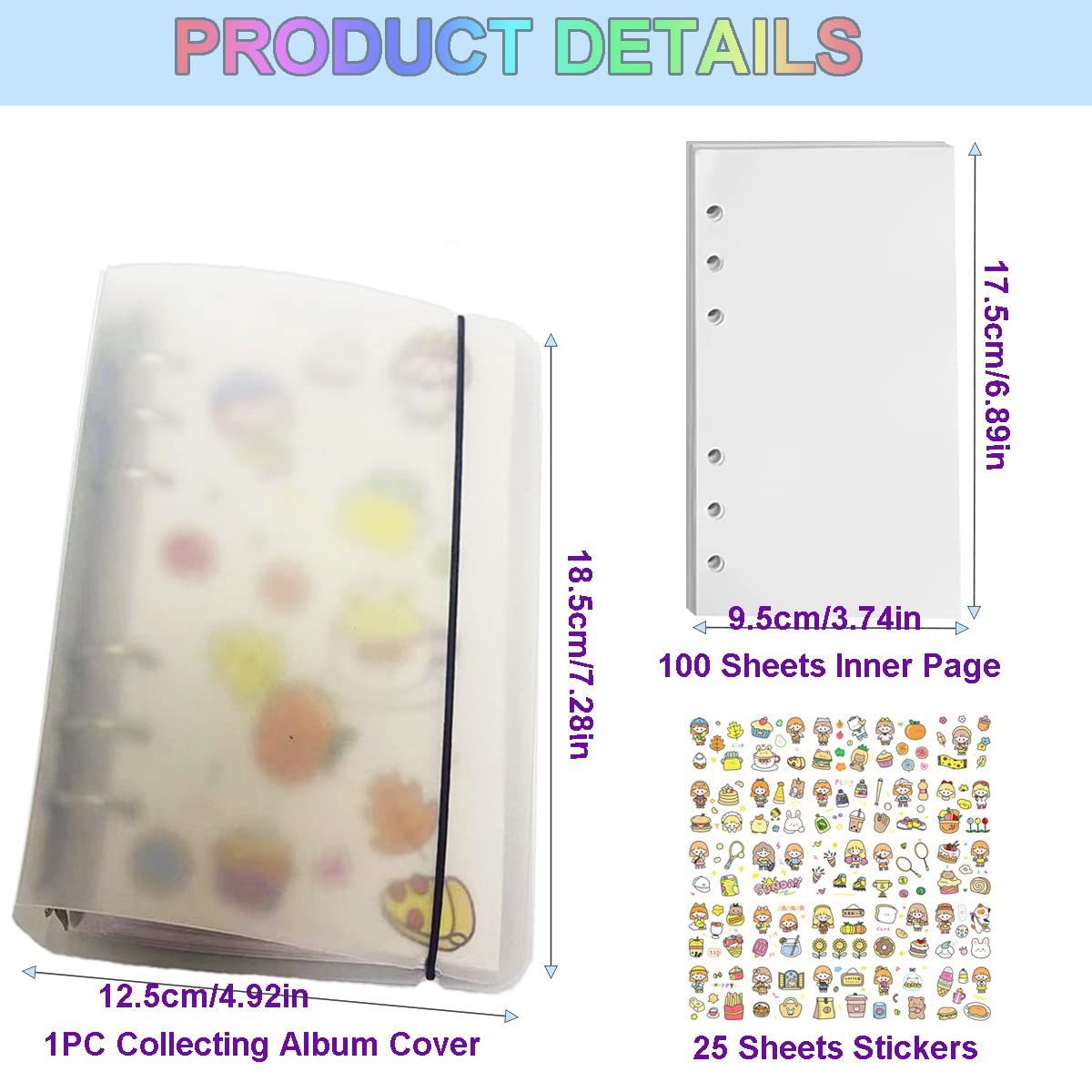 Sticker Collecting Album 100 Sheets Blank Reusable Sticker Book Collecting Album Sticker Album for Collecting Stickers, Labels, Sticker Book Collection Accessories with 25 Sheets Stickers and Spatula