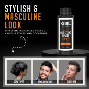 Kami Hair Texture Powder for Men - Strong Hold & Volume Powder - Texturizing Hair Powder for Men’s Styling, Matte Finish, All-Day Hold for Thick Hair