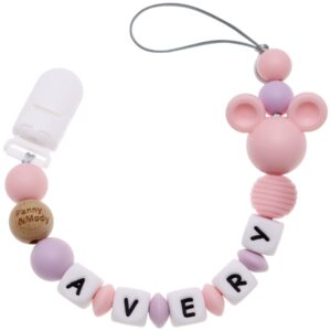 panny & mody personalized stroller toy clip with name (light pink)