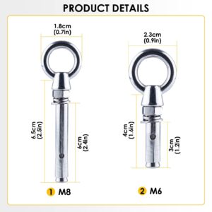 5 PCS M8 Expansion Eyebolt Bolt, Heavy Duty 304 Stainless Steel Eye Ring Screw Fastener for Wall Concrete Brick Anchor