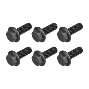 METALLIXITY Flanged Hex Head Bolts (M12x35mm) 6pcs, Hexagon Serrated Flange Bolt Fully Thread Screw - for House Construction Hardware Fasteners