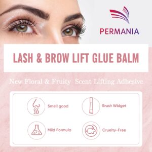 PERMANIA Lash Lift Rod Adhesive, New Brow Lamination Glue Balm, Soft Fragrance Strong Viscosity and Water Solubility for Lash Perm Kit (Peach)