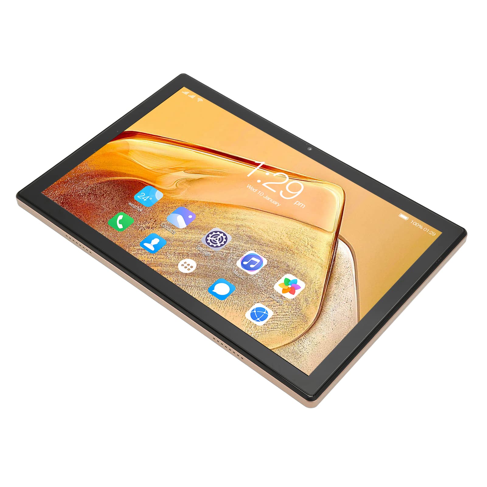 Septpenta 10 Inch Tablet, 2.0Ghz High Efficiency 8 Core Processor, 6Gb RUNning Memory 256Gbrom, IPS Screen Dual Speaker, 7000Mah Battery Dual Card Slot, Android 11 100 240V(Gold)