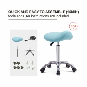 Grace&Grace Professional Saddle Stool Series Hydraulic Swivel Comfortable Ergonomic with Heavy Duty Metal Base for Clinic Dentist Spa Massage Salons Studio (Green)