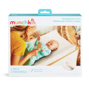 Munchkin® Diaper Changing Pad Covers, 2 Pack, White – Fits Standard Contoured Changing Pads