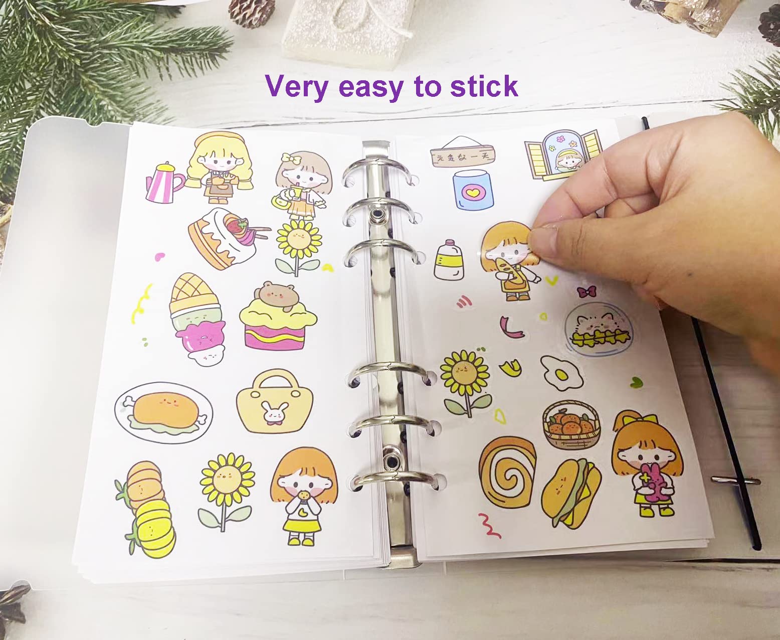 Sticker Collecting Album 100 Sheets Blank Reusable Sticker Book Collecting Album Sticker Album for Collecting Stickers, Labels, Sticker Book Collection Accessories with 25 Sheets Stickers and Spatula