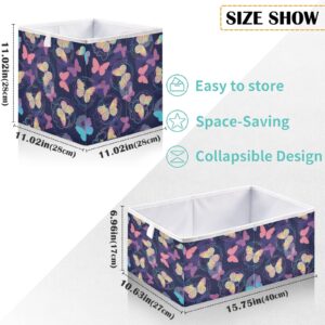 visesunny Closet Baskets Bright Pattern with Butterfly Storage Bins Fabric Baskets for Organizing Shelves Foldable Storage Cube Bins for Clothes, Toys, Baby Toiletry, Office Supply