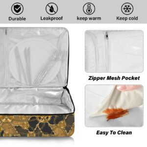 NFMILI Steampunk Gear Casserole Carrier, Insulated Food Delivery Bag Reusable Warmer Carrier Bag with Inner Pocket Aesthetic Print 15.75×11.81×3.94 IN