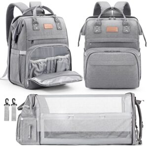 lexiroman diaper bag backpack, large capacity multifunction baby bag for boy girl, travel for moms dads, baby registry search shower gifts waterproof and stylish gray