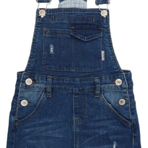 KIDSCOOL SPACE Baby Girls Skirt,Ripped Soft Strechy Denim Girls Summer Overalls Dress,Deep Blue,18-24 Months