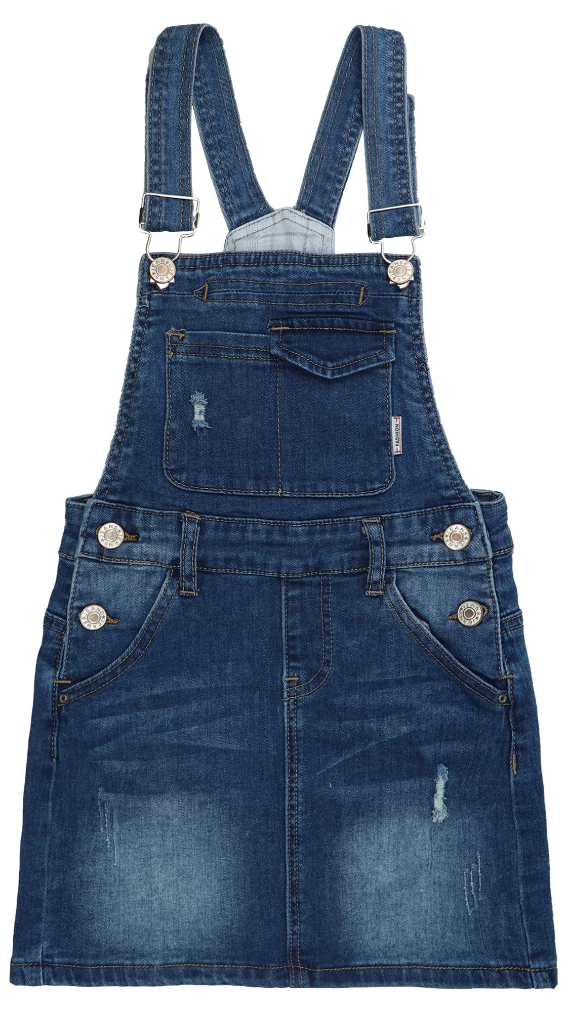 KIDSCOOL SPACE Baby Girls Skirt,Ripped Soft Strechy Denim Girls Summer Overalls Dress,Deep Blue,18-24 Months