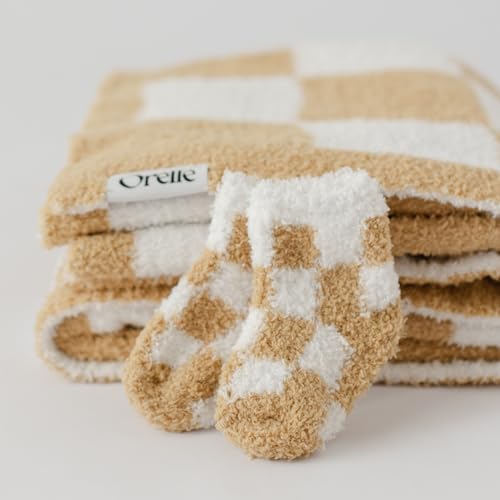 Orelle Checkered Baby Blanket and Socks Set | Brown