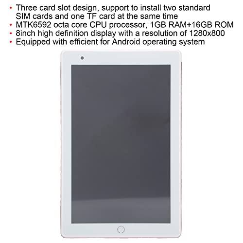 Yoidesu 8in Tablet PC, MTK6592 HD Tablet Octa Core Dual SIM Dual Standby Three SIM Slot for (Silver)