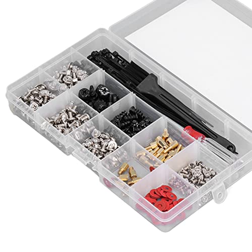 366 Pcs Computer Screw Set Motherboard Screw Kit Computer Screw Set Motherboard Standoffs Screw Kit with Screwdriver Brush