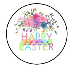 48 pcs easter eggs spring flowers​​​ stickers envelope seals labels round tags, stamps sticker for gift cards, envelopes, boxes for holiday, birthday, christmas