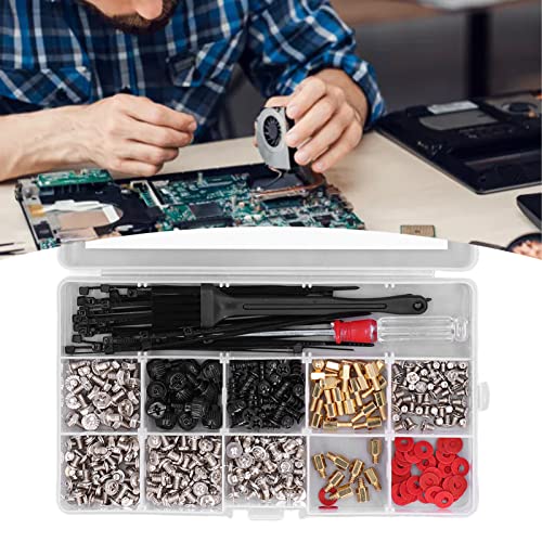 366 Pcs Computer Screw Set Motherboard Screw Kit Computer Screw Set Motherboard Standoffs Screw Kit with Screwdriver Brush