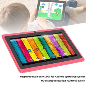 Yoidesu 7in Tablet PC, Kids Tablet Quad Core CPU Eye Protection, Mini Tablet with 8GB ROM Support WiFi Dual Camera for (Pink)