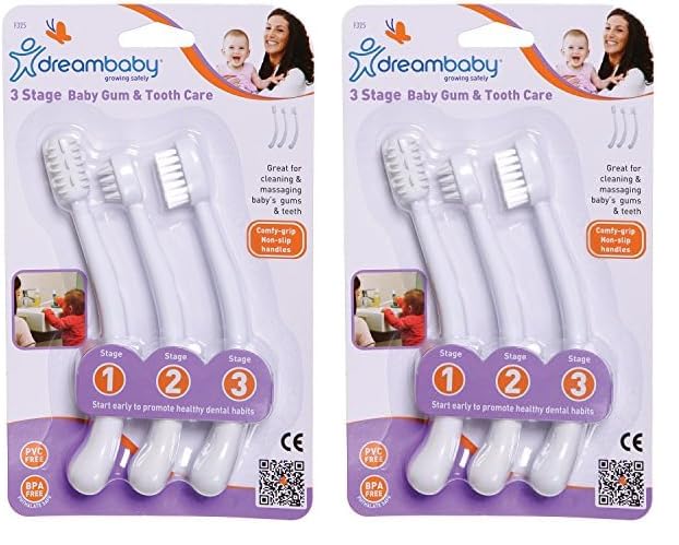 Dreambaby Toothbrush Set 3 Stage, White (Pack of 2)